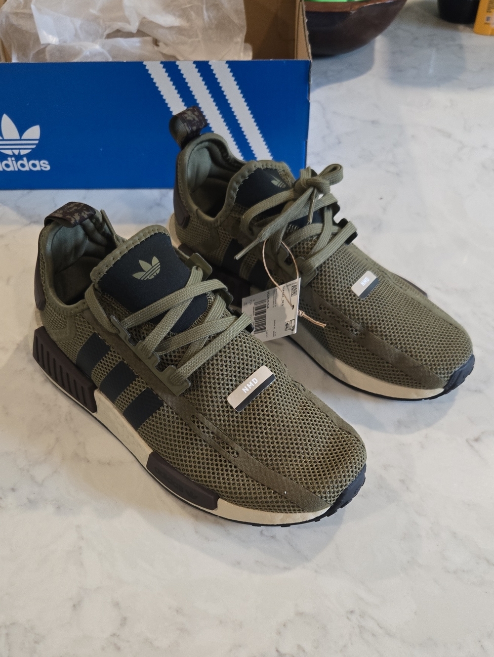 adidas Olive Green and Black NMD R1 Mesh Sneakers